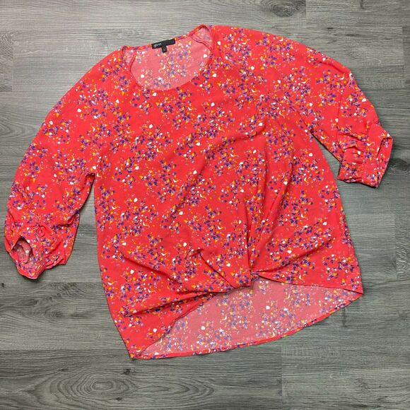 GIBSON x Living in Yellow L Womens Pink Ditzy Floral Maggie Twist Hem Top - Picture 4 of 9